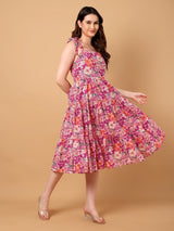 Floral Printed Gathered Dress