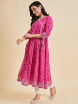 Pink Angrakha Flared kurta