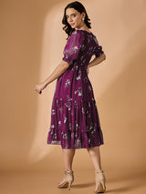 Maroon Fit & Flared Dress