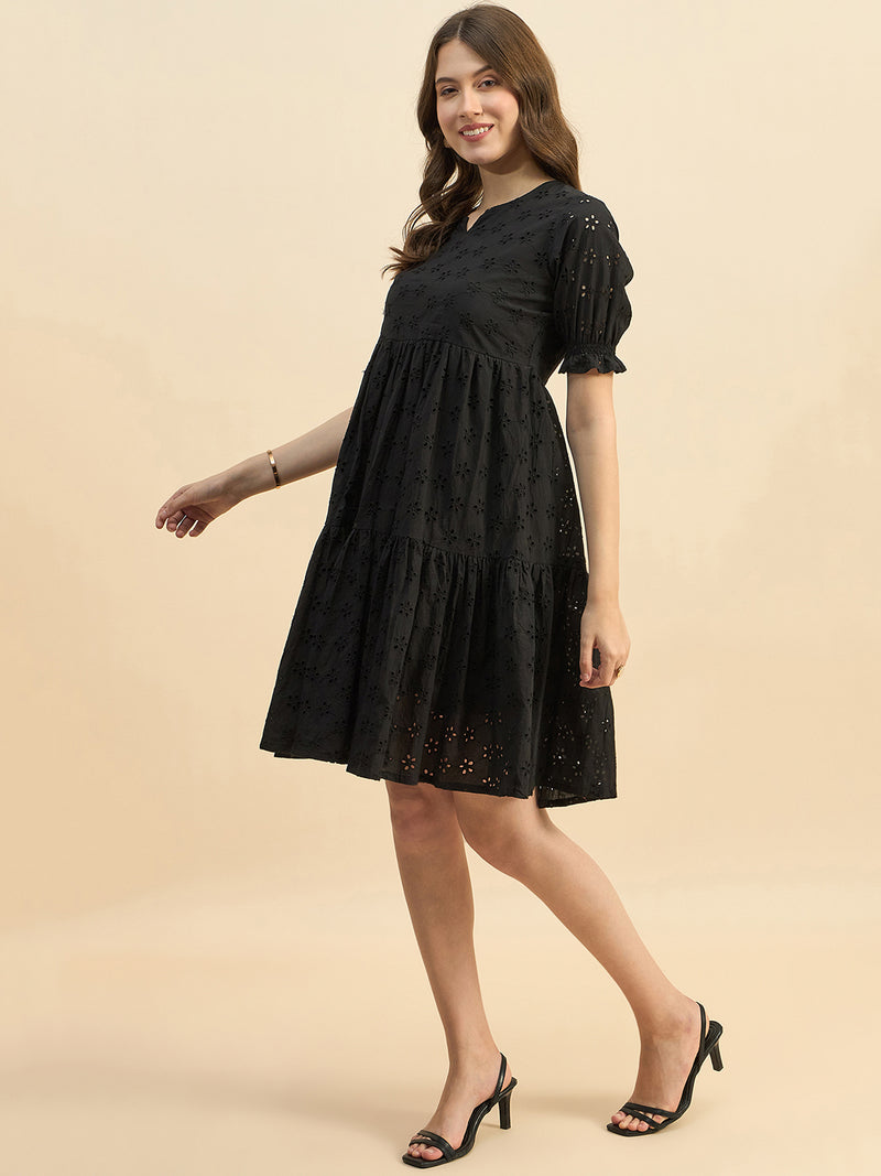 Black Schiffli Dress