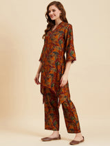 Floral Printed Kurta With Palazzo Set