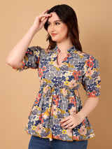 Floral Printed Peplum Top