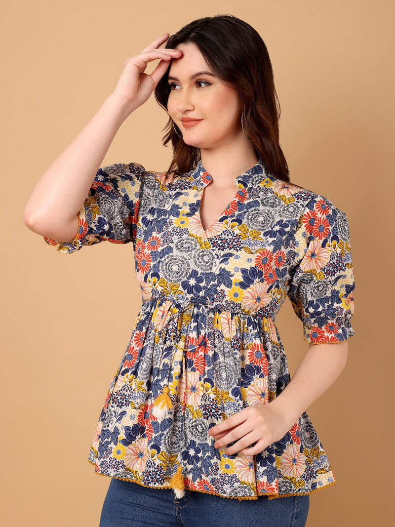 Floral Printed Peplum Top