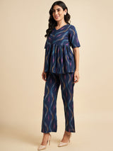 Cotton Blue Geometric Pattern Co-Ords