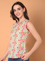 Sleeveless Floral Printed Top