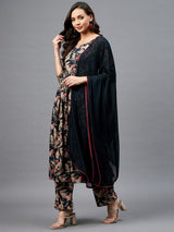 Floral Printed Kurta Set with Palazzo & Dupatta