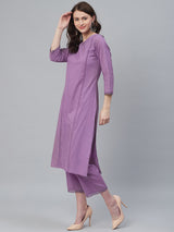 Solid Purple Kurta With Palazzo