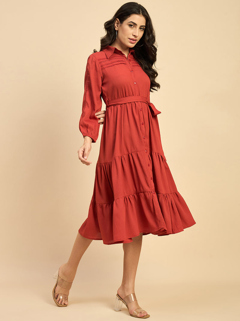 Solid Three Tiered Dress