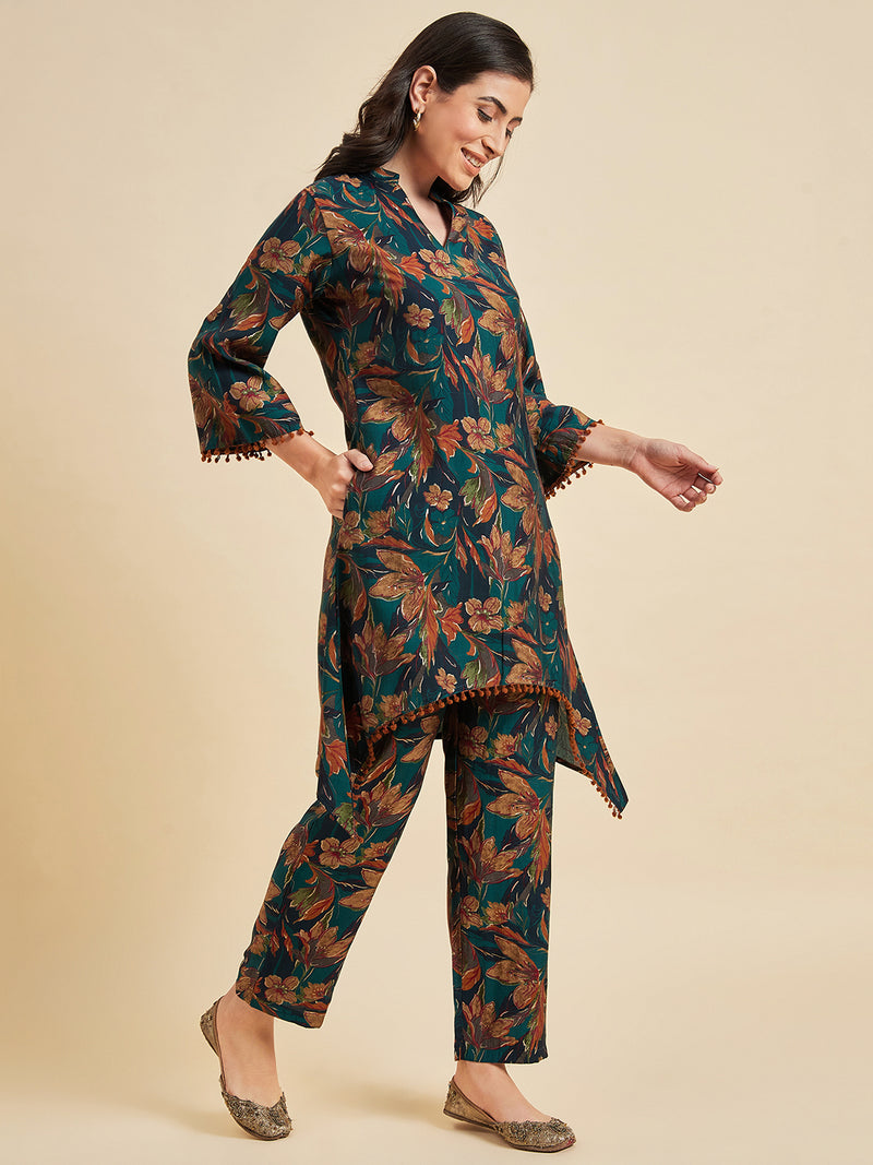 Floral Printed Kurta With Palazzo Set