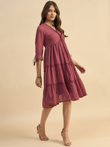 Solid Fit & Flared Dress