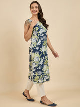 Floral Blue Printed Kurta