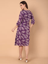 Leaf Print A-Line Dress