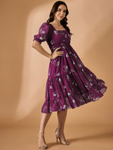 Maroon Fit & Flared Dress
