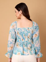 Floral Printed Smocked Top