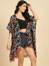 Floral Printed Front Open Shrug