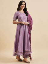 Anarkali Kurta With Palazzo & Dupatta Set