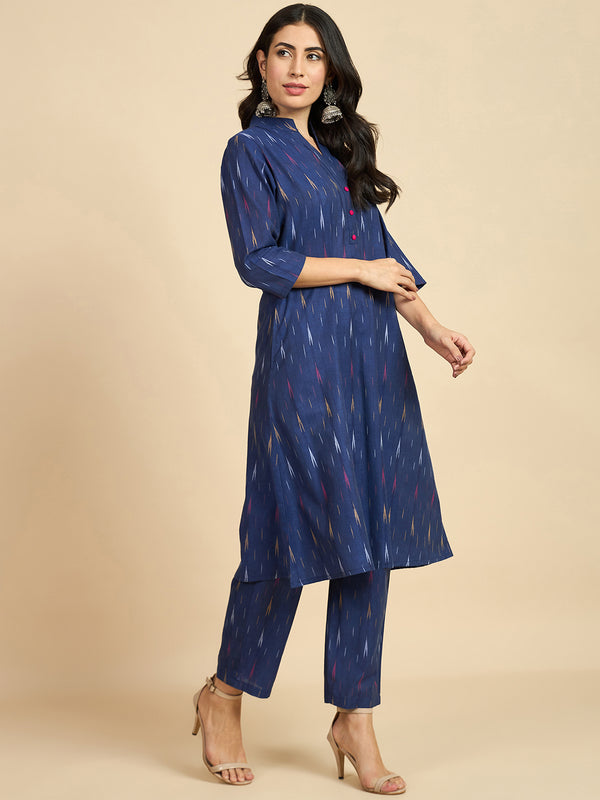 Ikat Printed Kurta With Palazzo