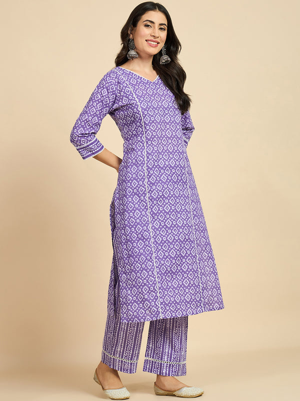 Printed Kurta With Palazzo Set