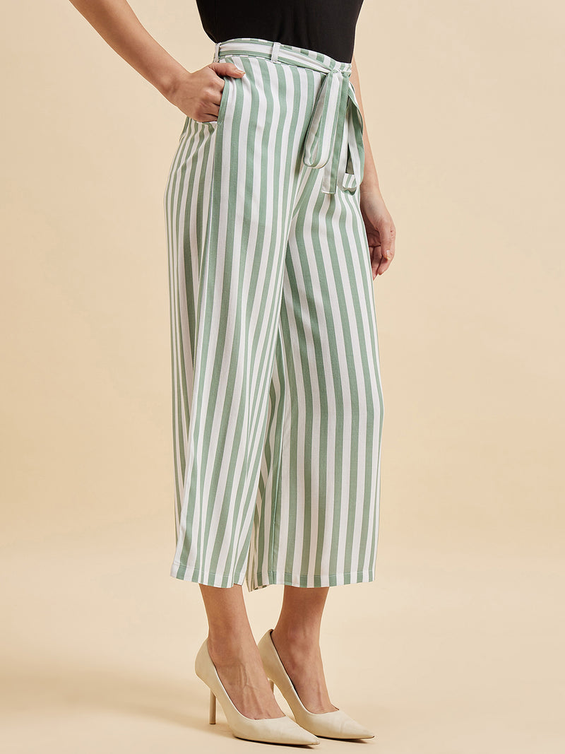 Green Striped Palazzo