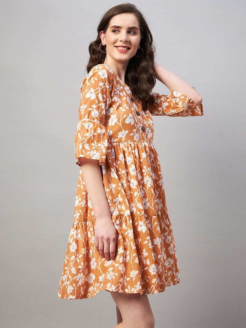 A-Line Fit and Flare Floral Dress