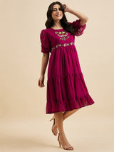 Dobby Georgette Tiered Dress