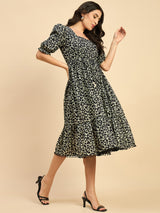 Printed Fit & Flared Dress