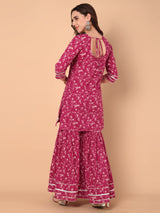 Pink Floral Printed Kurtas With Sahara & Dupatta Set
