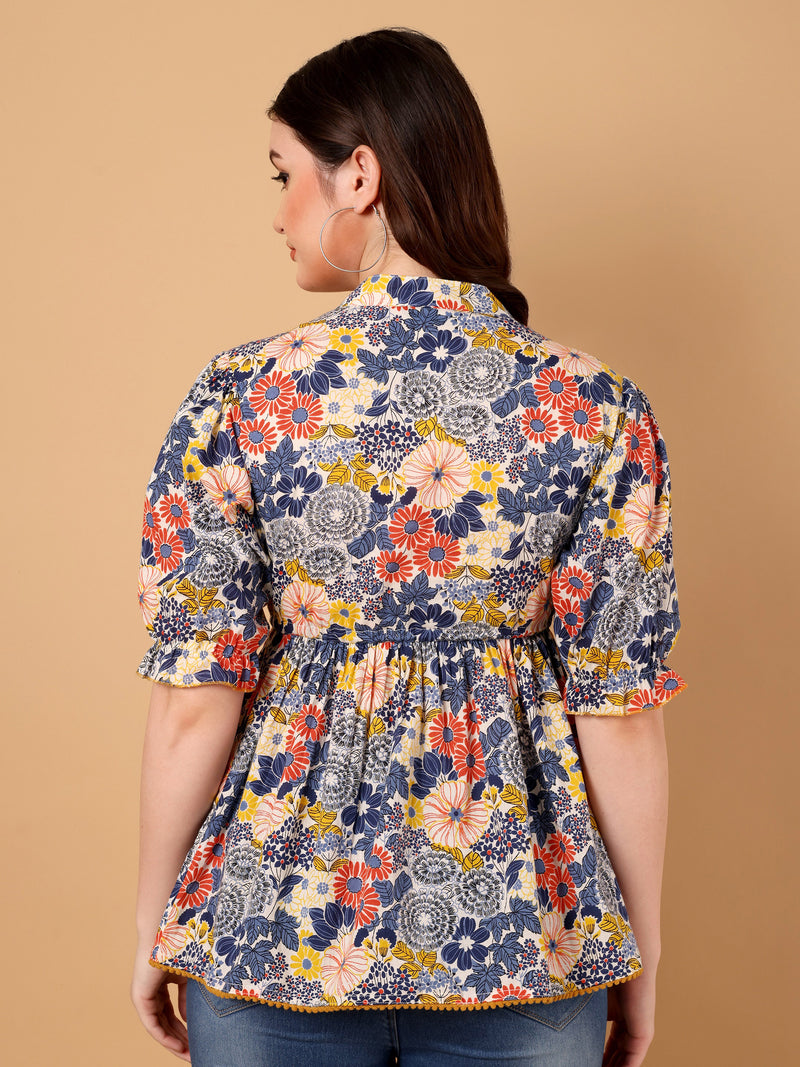 Floral Printed Peplum Top