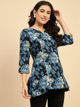 Blue Flower Print Top