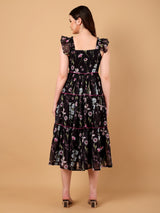 Floral Printed Gathered Dress