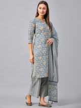 Pure Cotton Printed Kurta Dupatta and Palazzo Set