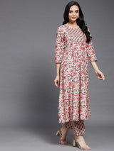 Cotton Flared Kurta With Palazzo Set