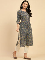 Floral Printed Straight Kurta