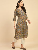 Floral Printed Straight Kurta