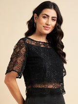 Black Organza Knitted Top