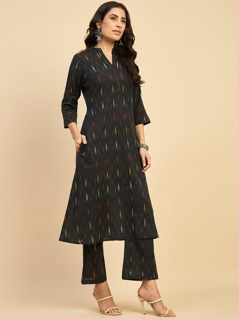 Ikat Print Kurta With Palazzo Set