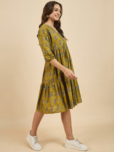 Abstract Printed Flared Dress