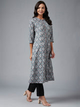 Grey A Line Kurta