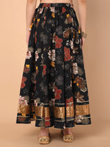 Printed Gota Work Gathered Skirt