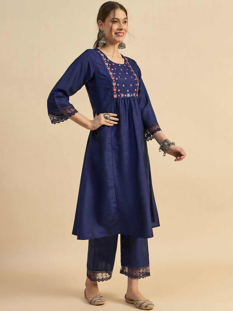 Blue Embroidered Co-Ords Set