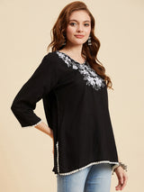 Black Embroidered Top