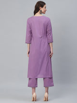 Solid Purple Kurta With Palazzo