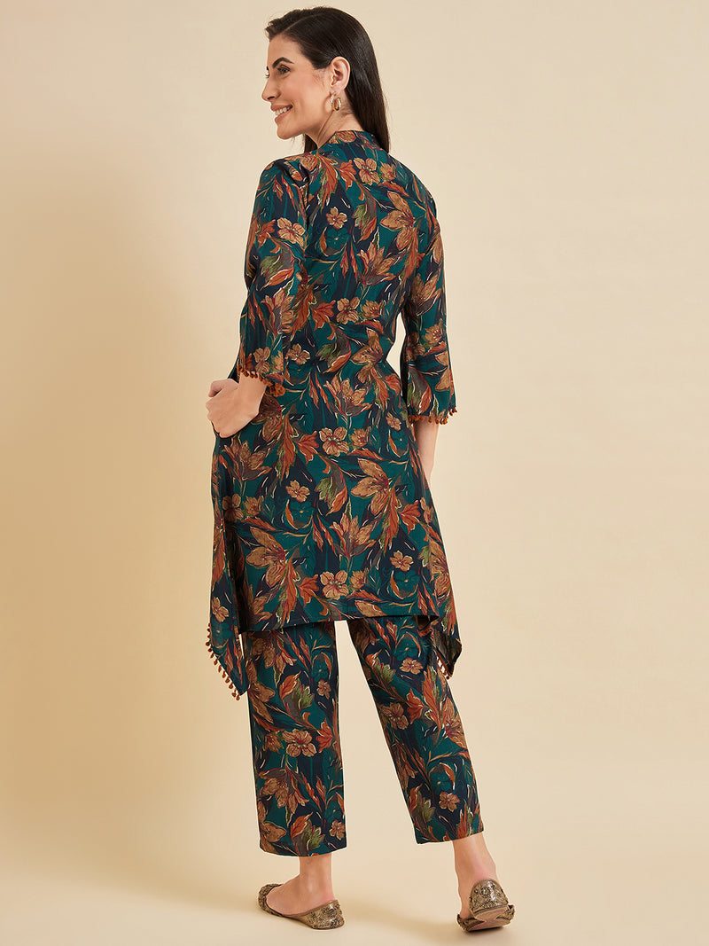 Floral Printed Kurta With Palazzo Set