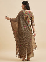 Printed Kurta With Palazzo & Dupatta Set