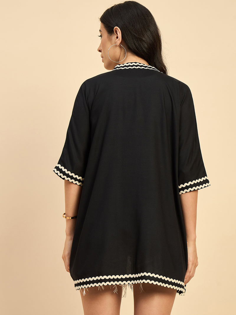 Solid Black Front Open Shrug