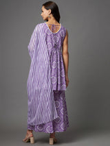 Cotton Purple Kurta With Palazzo & Dupatta