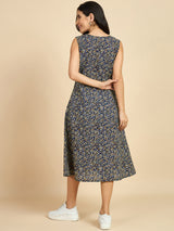 Floral Printed Cotton A line Dress