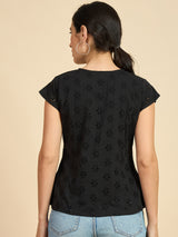 Black Schiffli Top