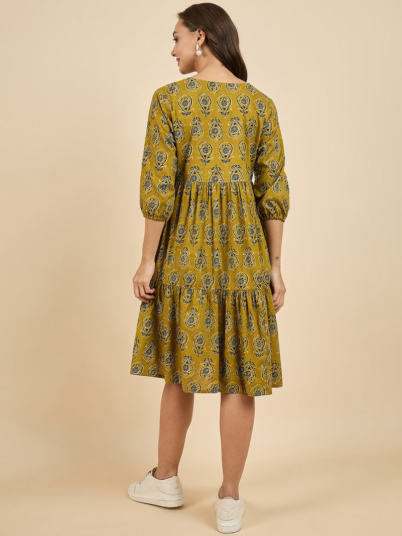 Abstract Printed Flared Dress