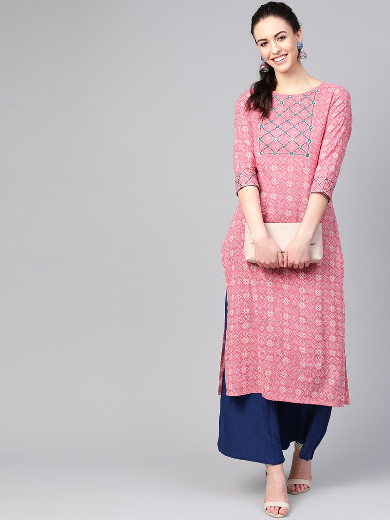 Cotton Straight Pink Kurta